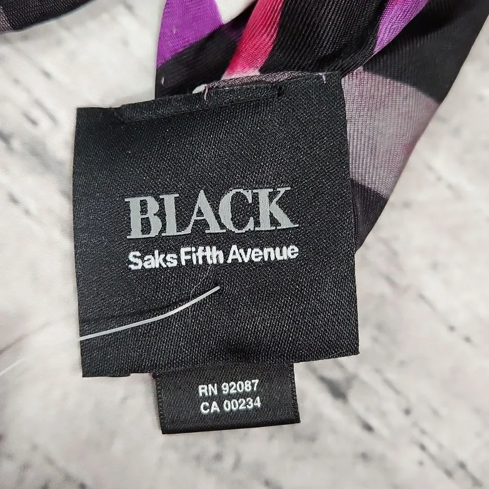 🐞NWT Saks Fifth Avenue Silk Multicolored Patterned Scarf
